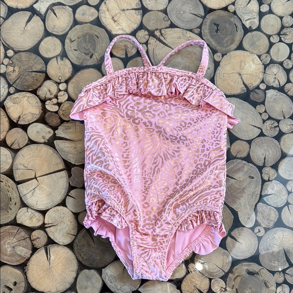 Vince Camuto Pink Ruffled Kids Swimwear. 3T